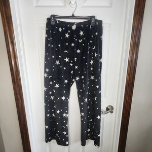 Women's black pajama pants white stars and moons super soft size extra large XL